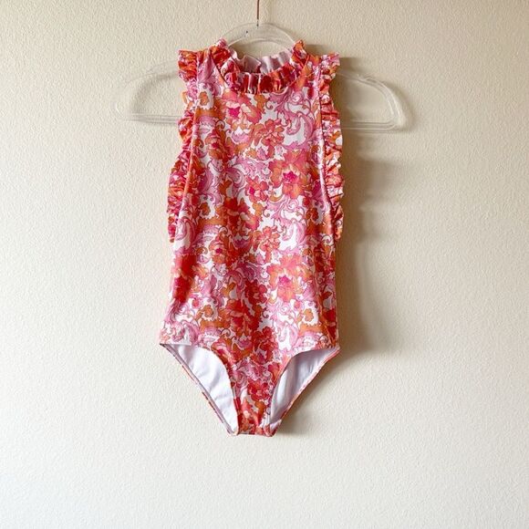 Janie and Jack Floral Ruffle Trim Swimsuit - Picture 3 of 11